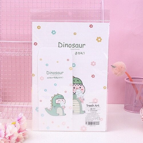 9 Stks/set 3 Enveloppen + 6 Brief Papers Kawaii Dinosaurus Dier Brief Envelop Set Briefpapier Studenten
