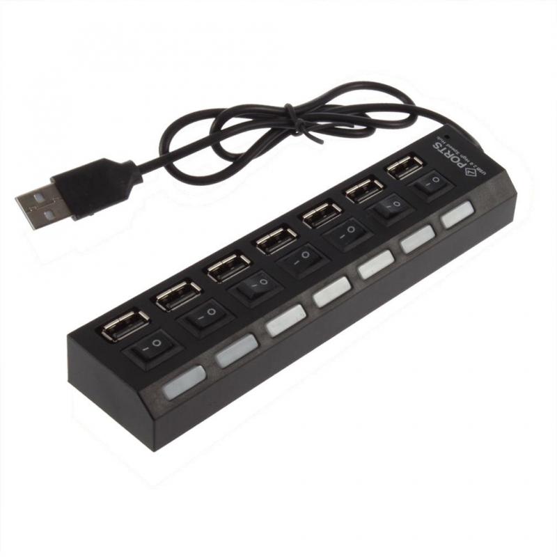 7 bærer usb lader høyhastighets usb 2.0 480 mbps hub med bryter bærbar usb splitter periferiutstyr tilbehør til datamaskin tslm 1