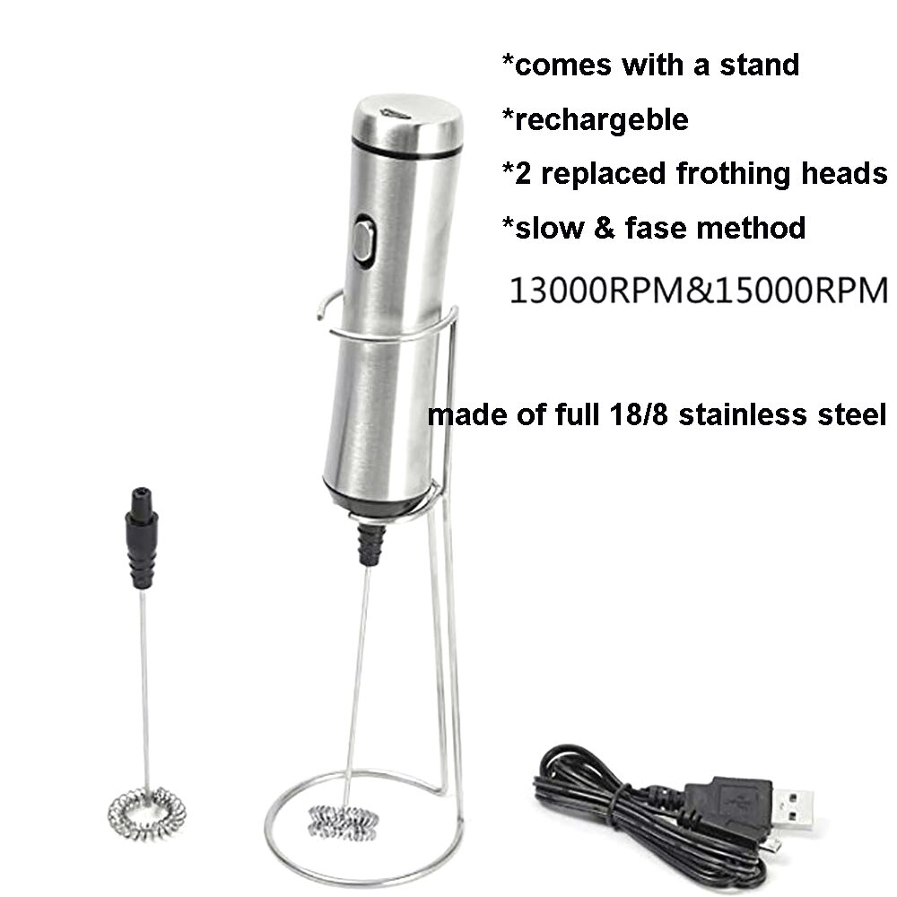 Milk Frother Electric Handheld Portable Powerful Milk Foamer For Latte/Cappuccino Coffee Chocolate,Durable Stainless Steel Egg