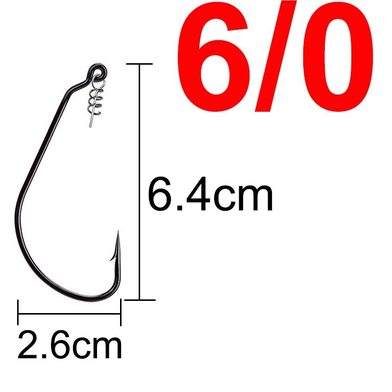 20 pcs Fishing Worm Hook with Spring Twist Lock Screw For Soft Worm Lure Bass Barbed Carp Crank Fishing Hook: 6l0