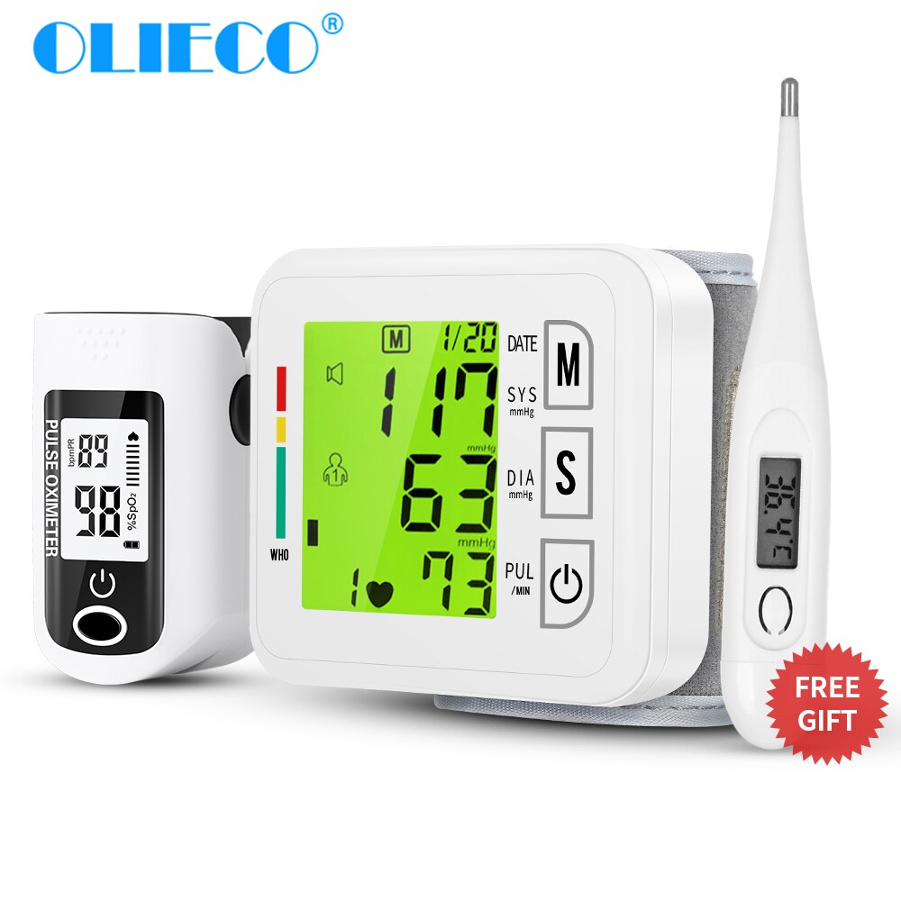 Olieco Usb Oplaadbare Digitale Bloeddrukmeter Elektrische Vinger Pulsoxymeter Lcd Zachte Hoofd Thermometer SPO2 Pr