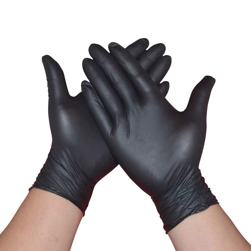 Guantes de látex desechables, caja de 100 unidades, resistentes al agua, resistentes al aceite, para uso doméstico e Industrial: Black / L