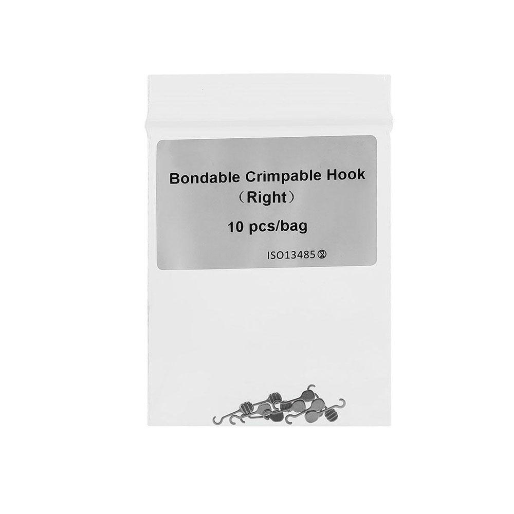10 unids/bolsa gancho de ortodoncia Dental ganchos crimpables curvados largos Material de acero inoxidable soportes accesorios de odontología izquierda/derecha: #2