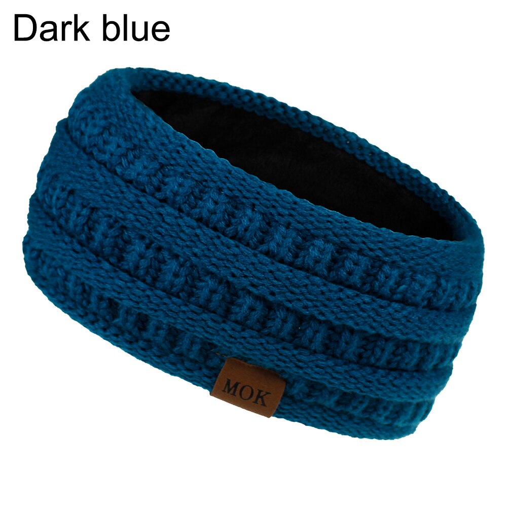 Inverno ao ar livre orelha mais quente headbands para as mulheres macio quente malha velo forrado faixa de cabelo para ciclismo ao ar livre caminhadas acampamento: Dark blue