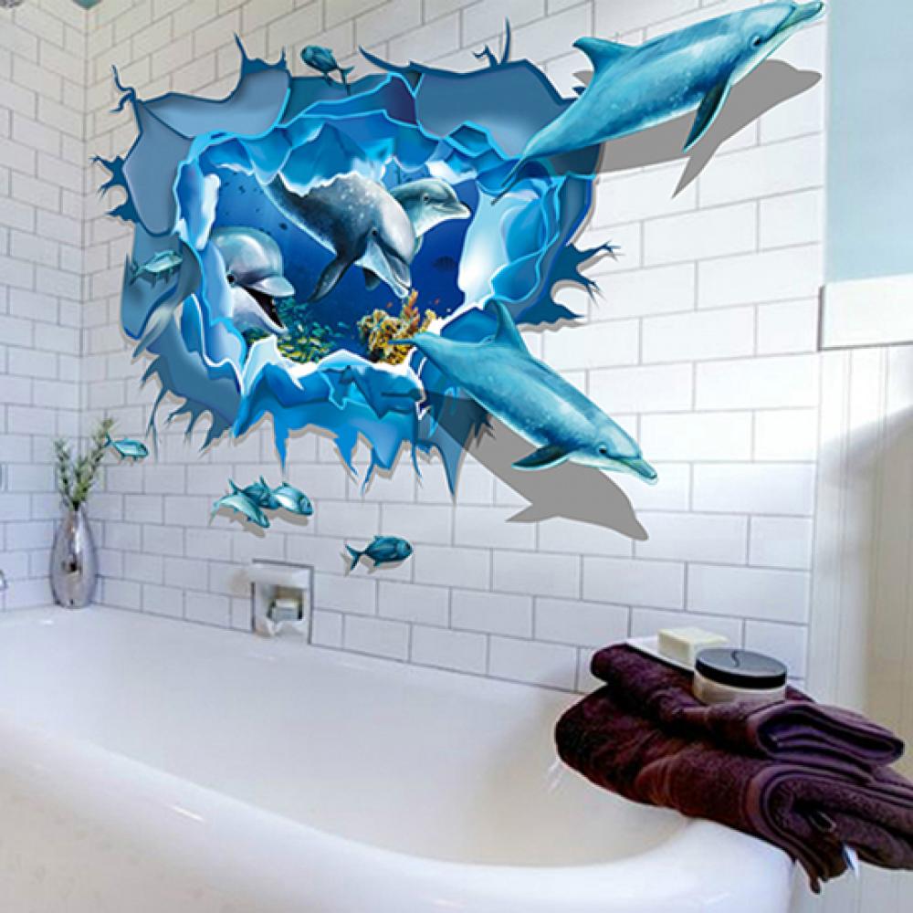 PVC3D simulation ocean aquarium background underwater poster fish wall decoration sticker blue fresh sea fish tank background li