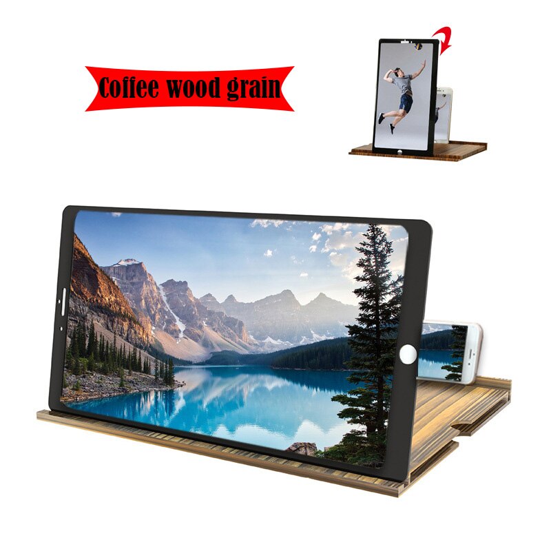 3X 4X 12 Inch Wood Grain Horizontal and Vertical Screen Dual-purpose Mobile Phone Screen Magnifier HD 3D Video Magnifier