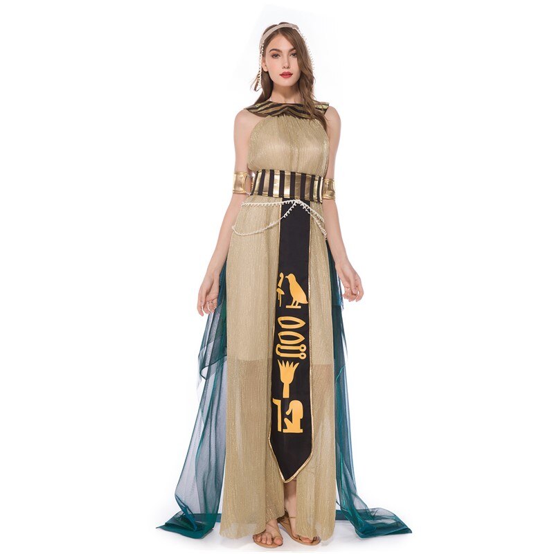 Adult Ancient Egypt Egyptian Pharaoh King Empress Cleopatra Queen Costume Halloween Party Medieval Couples Cosplay Dress