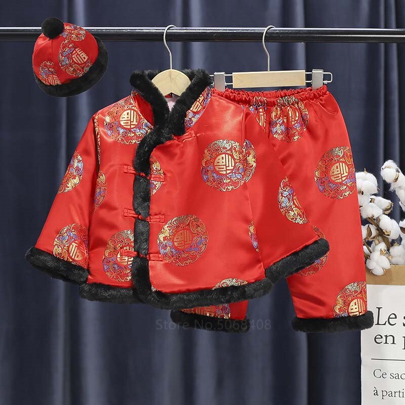 Chinese Jaar Kostuums Voor Kinderen Jongens Meisjes Lente Festival Kleding Winter Baby Sets Jas Broek Traditionele Oude Tang: Color2 / 2XL