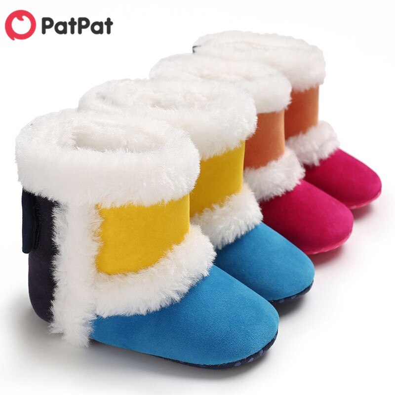 PatPat Neue Winter Baby/Kleinkind Flusen Colorblock Prewalker Schuhe für Baby unisex Schnee Stiefel