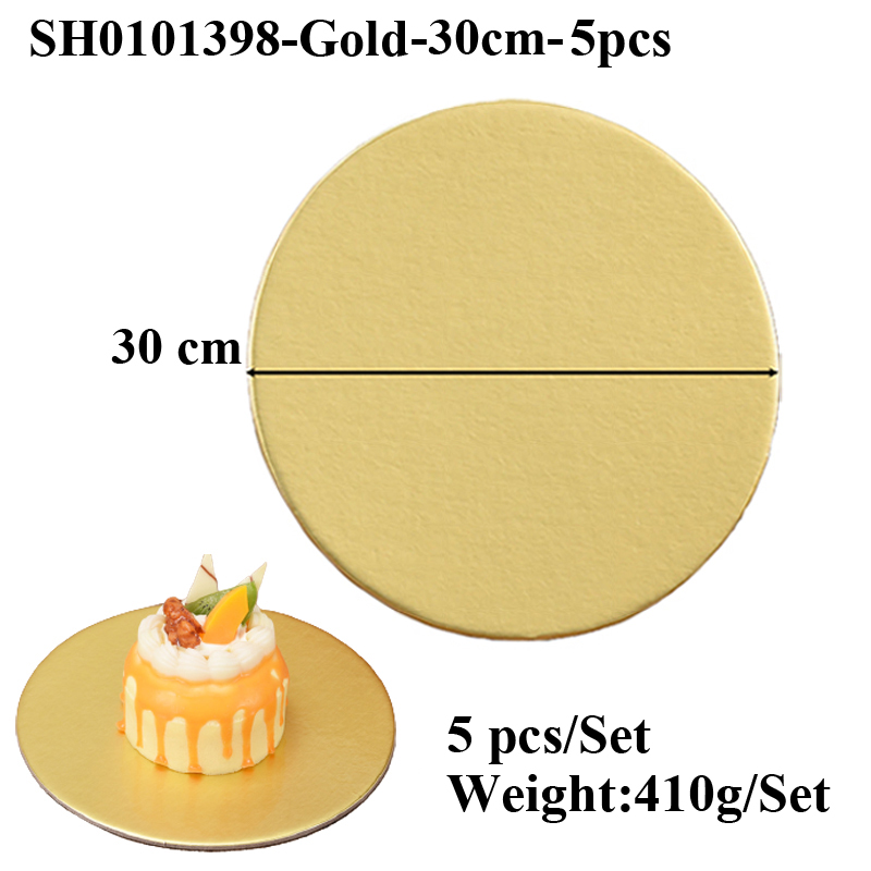 SHENHONG Golden 10-40CM Disposable Cake Circle Base Boards Round Coated Cakeboard Cake Plate Decorations Pastries Displays Tray: black