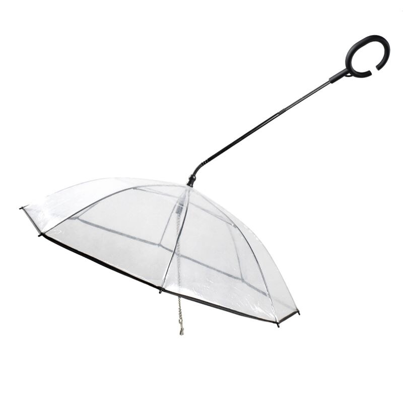 neue Bequem Transparente Haustier Regenschirm Hund C-typ Regenschirm Haustier Lieferungen Einstellbar Regen Schild HyäNe Traktion Seil