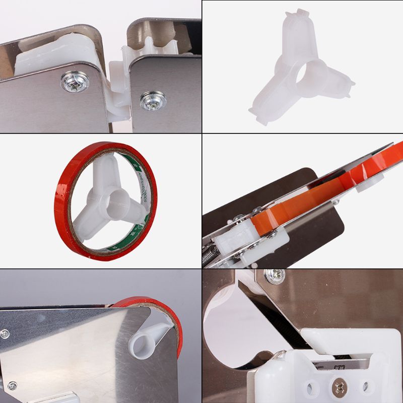 Rustfritt stål supermarked pose forsegling maskin mat emballasje frukt butikk pakker bærbar tape cutter dispenser xxuc
