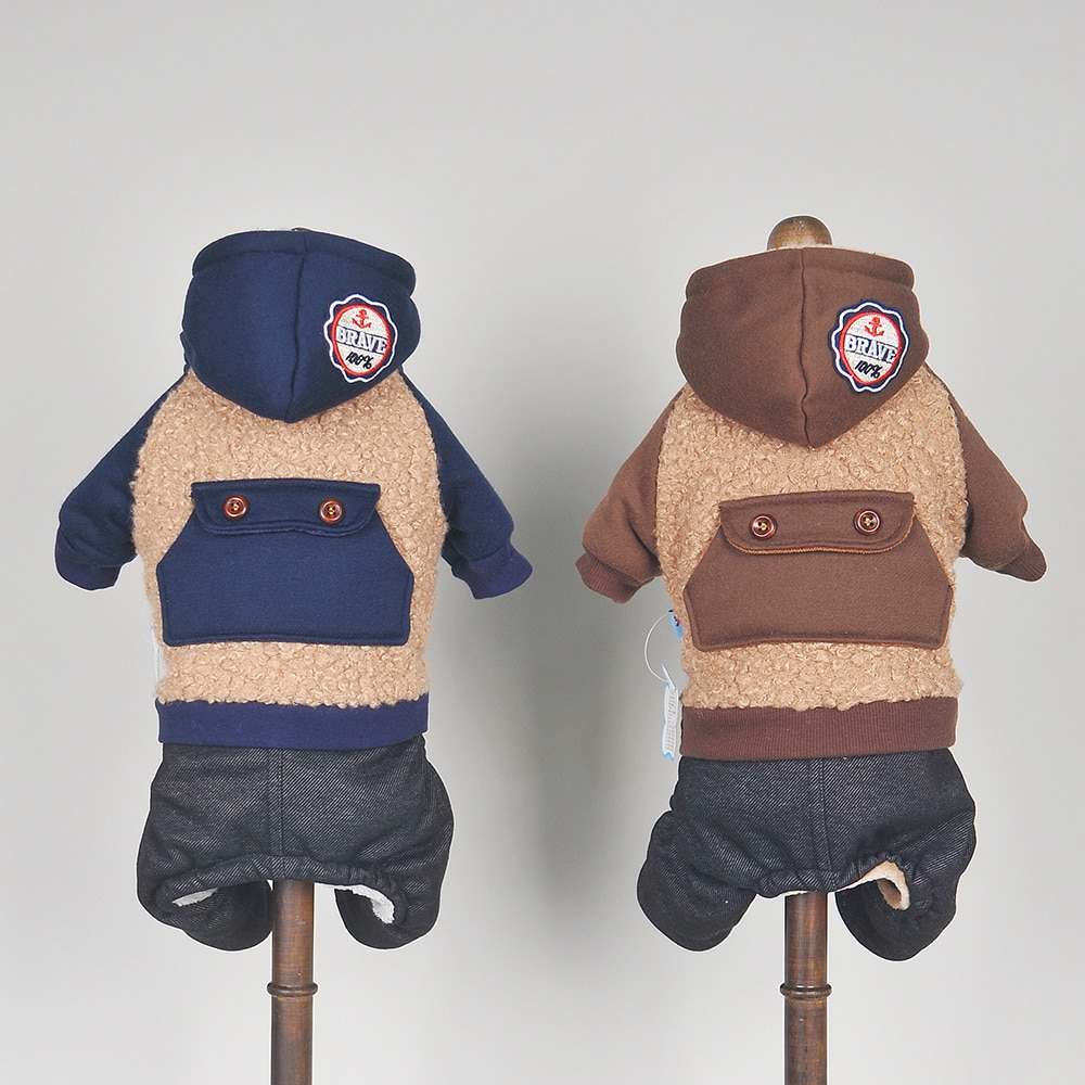 Dog Coat Pet Jacket With Big Pocket Cat Puppy Fleece Jumpsuit Winter Warm Apperal