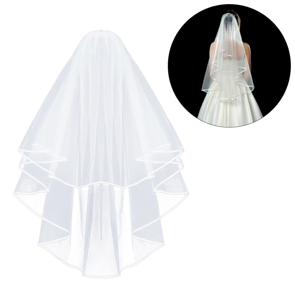 Corto Simple velos de tul para bodas barato blanco velo de novia color marfil para novia para Mariage accesorios de la boda