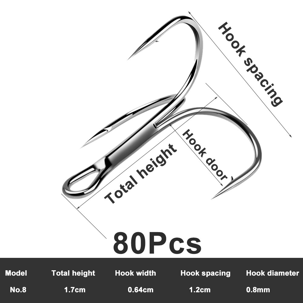 thumbnail interactive-video image 1 of 9KM 20Pcs 4X Strong Black Treble Hooks High Carbon Steel Saltwater Freshwater 1 of 2