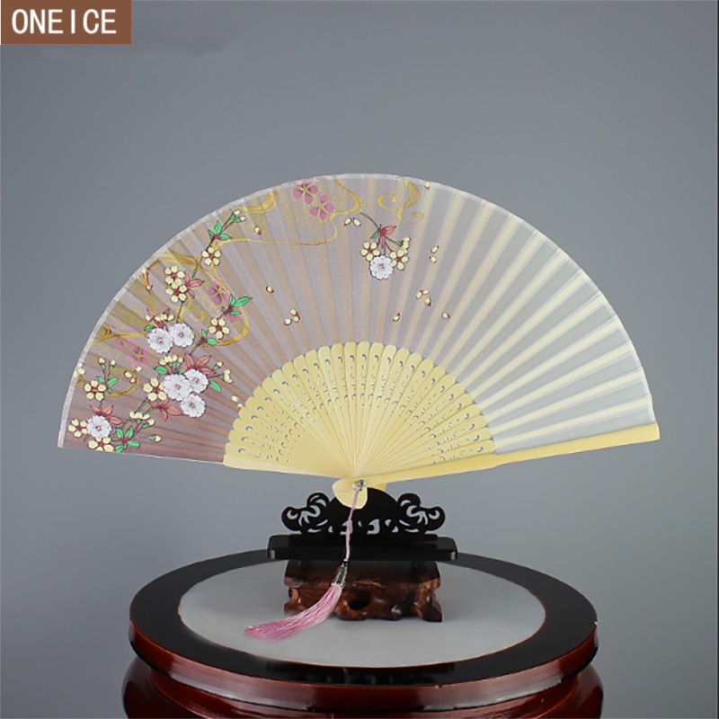 6 inch Chinese hand fan silk printed bamboo fan wedding dance portable mini craft eventail a main folding fan