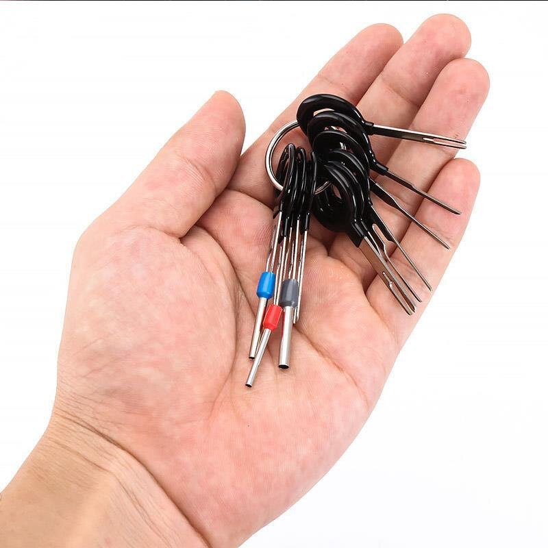 Ferramenta p/ remoção plug terminal automotivo, acessórios para extração de conector, engaste, fio elétrico, pino, chave, 18 peças