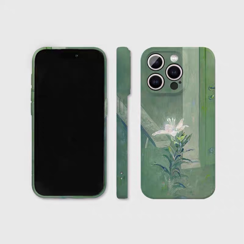 Custodia magnetica due in uno in acrilico tpu con fiori luminosi verdi per iphone 16 pro max 15 14 plus 13 12 mini 11 pro xr x: Legna / Nero