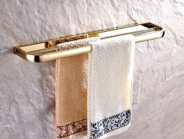 Luxe Goud Kleur Messing Moden Badkamer Accessoires Wandmontage Badkamer Hardware Sets Handdoek Bar LJ019: Double Towel Bar
