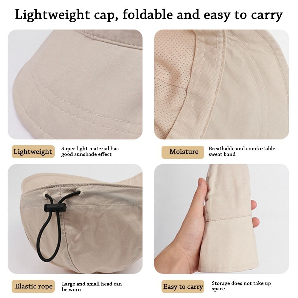 Chapeau de soleil d'été à large bord pour hommes et femmes, queue de cheval pliable, chapeau de proximité, Wstring réglable, casquettes de plage, E27