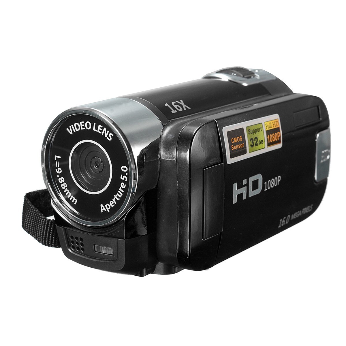 HD 1080P Digitale Video Camcorder 16 Millionen Pixel DV 16X Video Kamera 16MP 2,7 ''LCD Bildschirm Toccare Schermo 16X Zoomen Kamera: Schwarz