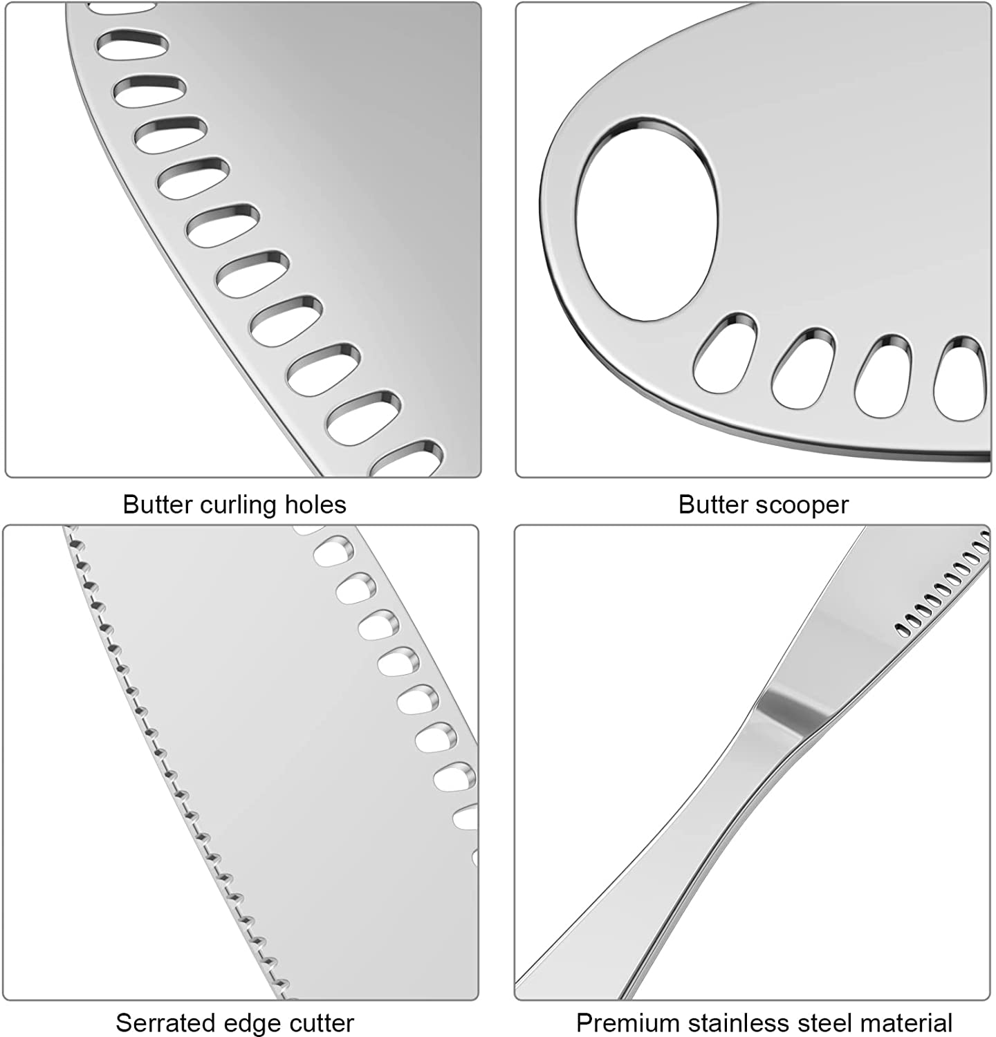Couteau à beurre en acier inoxydable 3 en 1, bigoudi, Gadgets de cuisine, ensemble de 2 en or