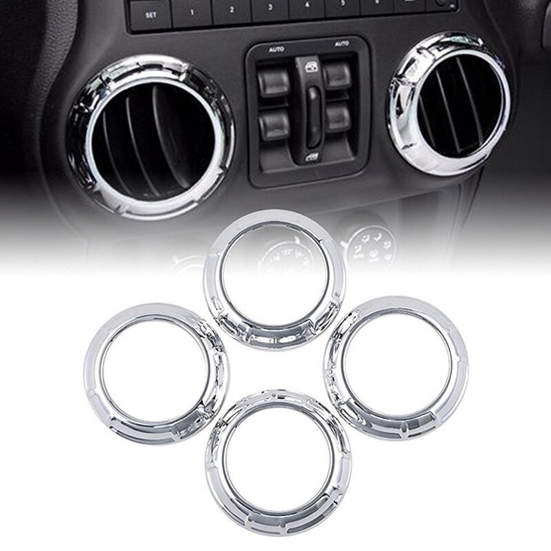 4 pçs chrome carro traço ar condicionado ventilação guarnição capa para jeep wrangler jk 11-17