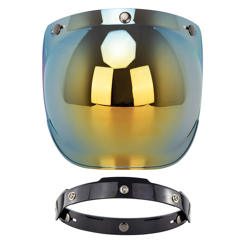 Motorhelm Retro Helm Halve Helm Bubble Spiegel Drie Knop Veiligheid Winddichte Lens met Beugel Set Visera Accessoires