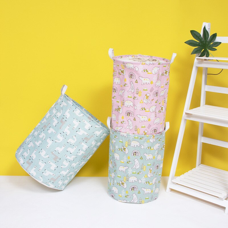 Waterproof Fabric Laundry Hamper Collapsible, Thickened Canvas Dirty Clothes Hampers for Bedroom, Kids Room Storage