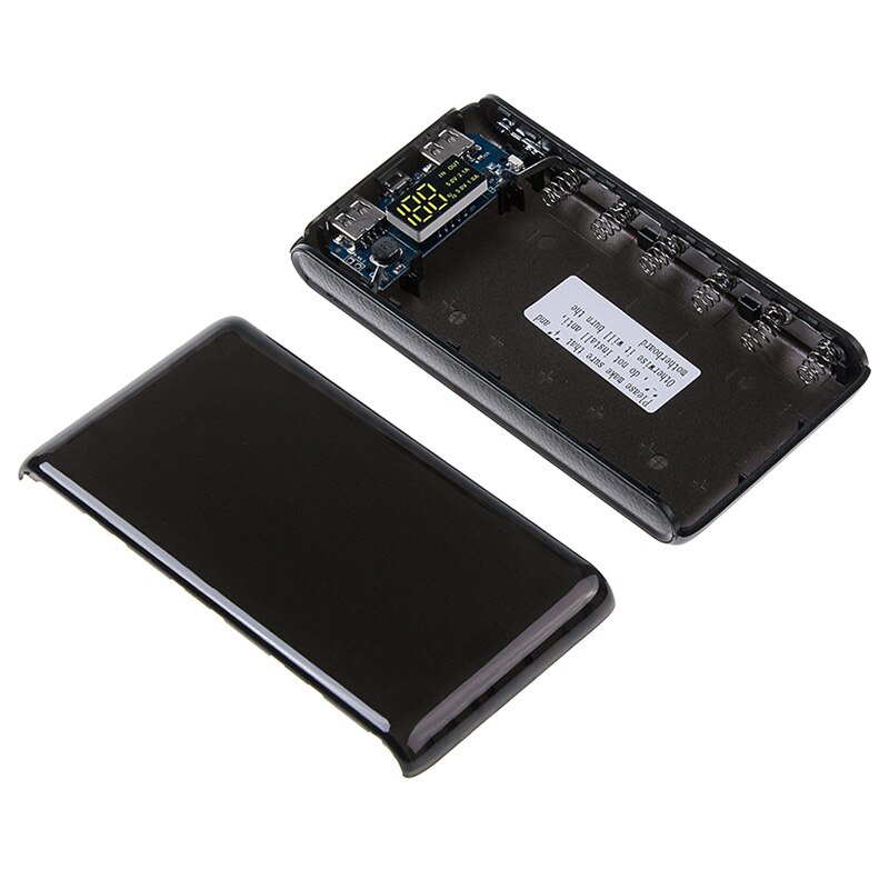Portable 5V 6x18650 Power Bank Box Black Shell Case DIY Type-C Micro Dual USB Battery Box For IPhone Cellphone Chargeing Case: Default Title