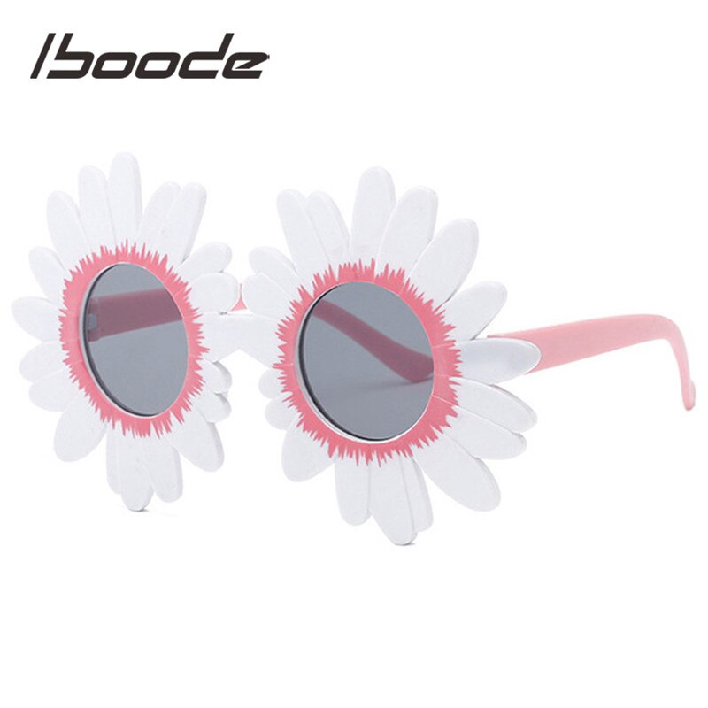 Iboode låve solbriller takrenne jenter søte solsikke rund innfatning solbriller baby barnefest solbriller  uv400 nyanser: Hvit