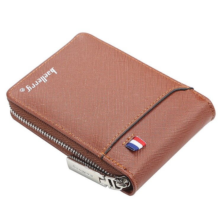 Baellerry heren leren portemonnee met rits, kaarthouder, bankpashouder, muntvakje, portemonnee, rijbewijs, creditcard, clutch,  xb06: Koffie
