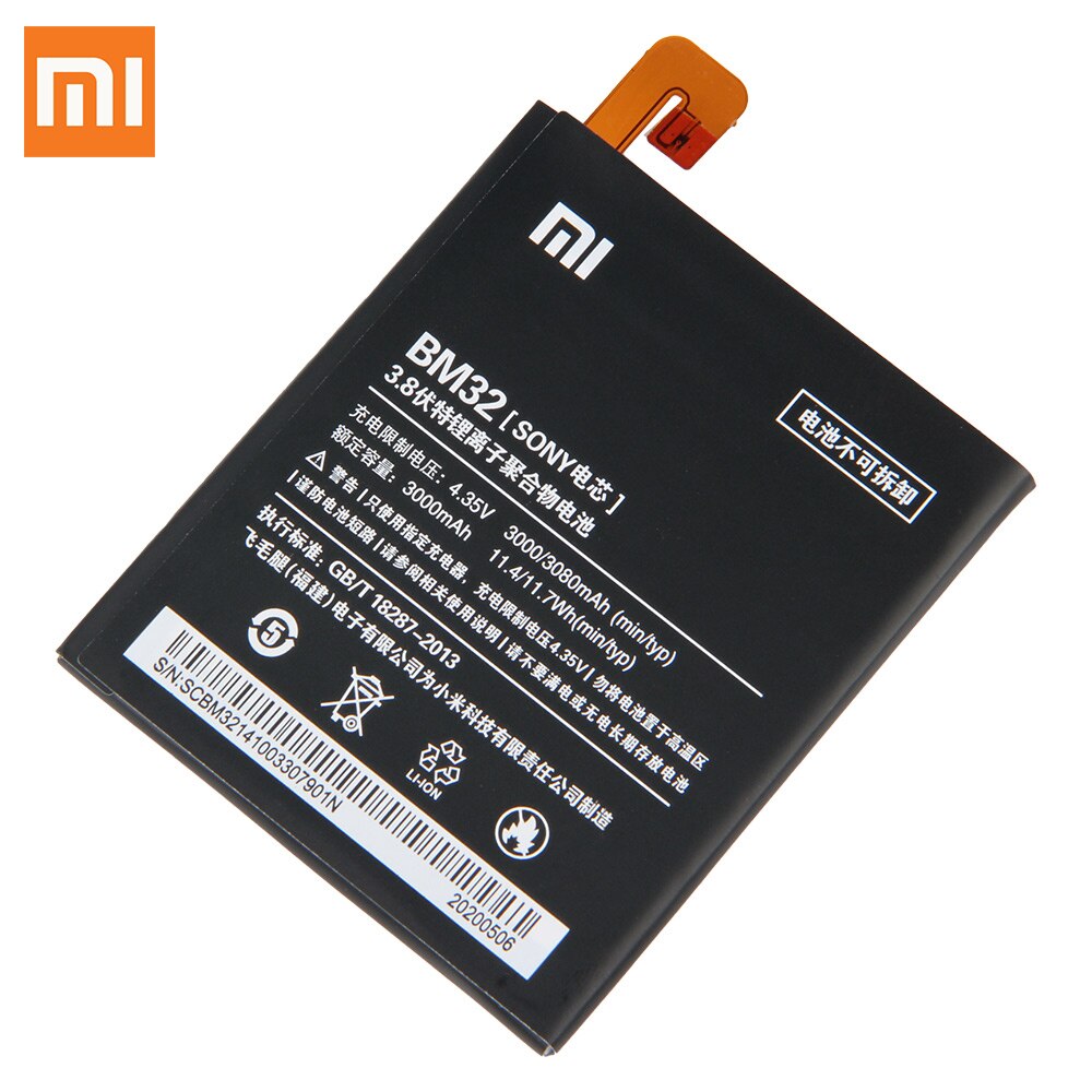 Bateria de substituição original para xiaomi mi 4 m4 mi4 bm32 telefone genuíno bateria 3080mah