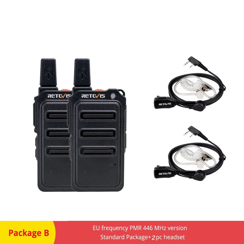 RETEVIS Walkie Talkie PMR Radio RT619 FRS PMR 446 2 PCS PTT Two Way Radio Transceiver Portable Radio Comunicador Walkie-talkies: PMR--Package B