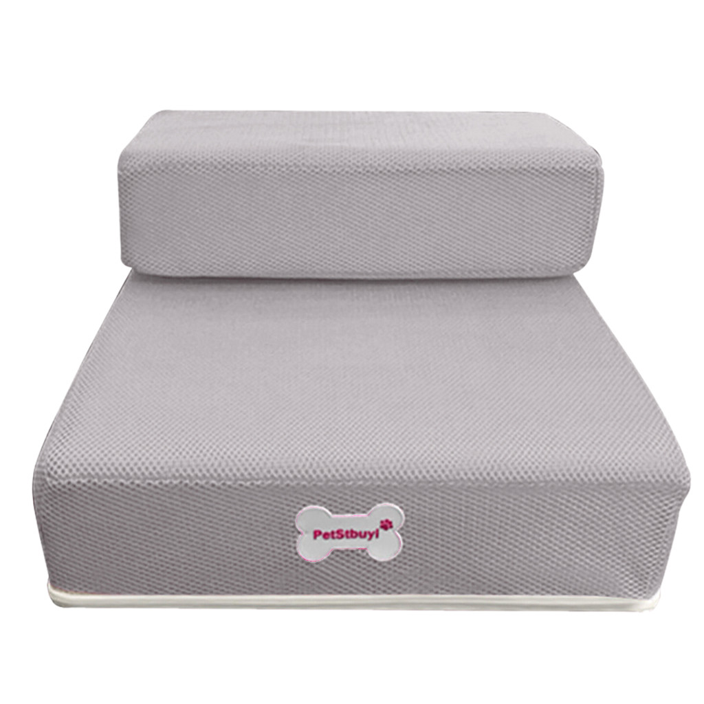 Escalera plegable de malla transpirable para mascotas, cama desmontable para mascotas, rampa para perros, aerodinámico de 2 escalones, perfecto para almacenamiento #4: Gris