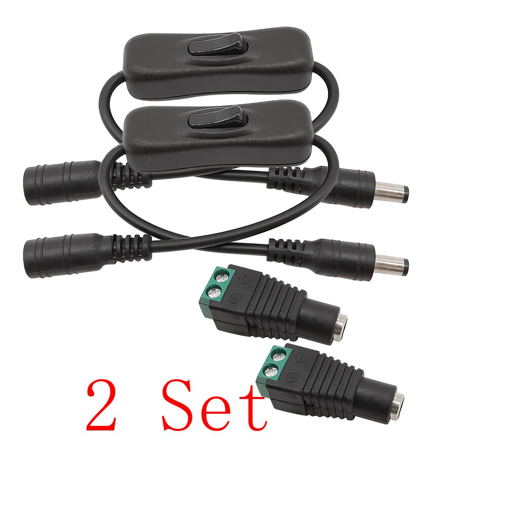 304 Switch Inline Toggle Rocker On Off Switch 5.5x2.1mm Male to Female DC Power Cable Connector with 2.1*5.5 DC Female Connector: 2 Set