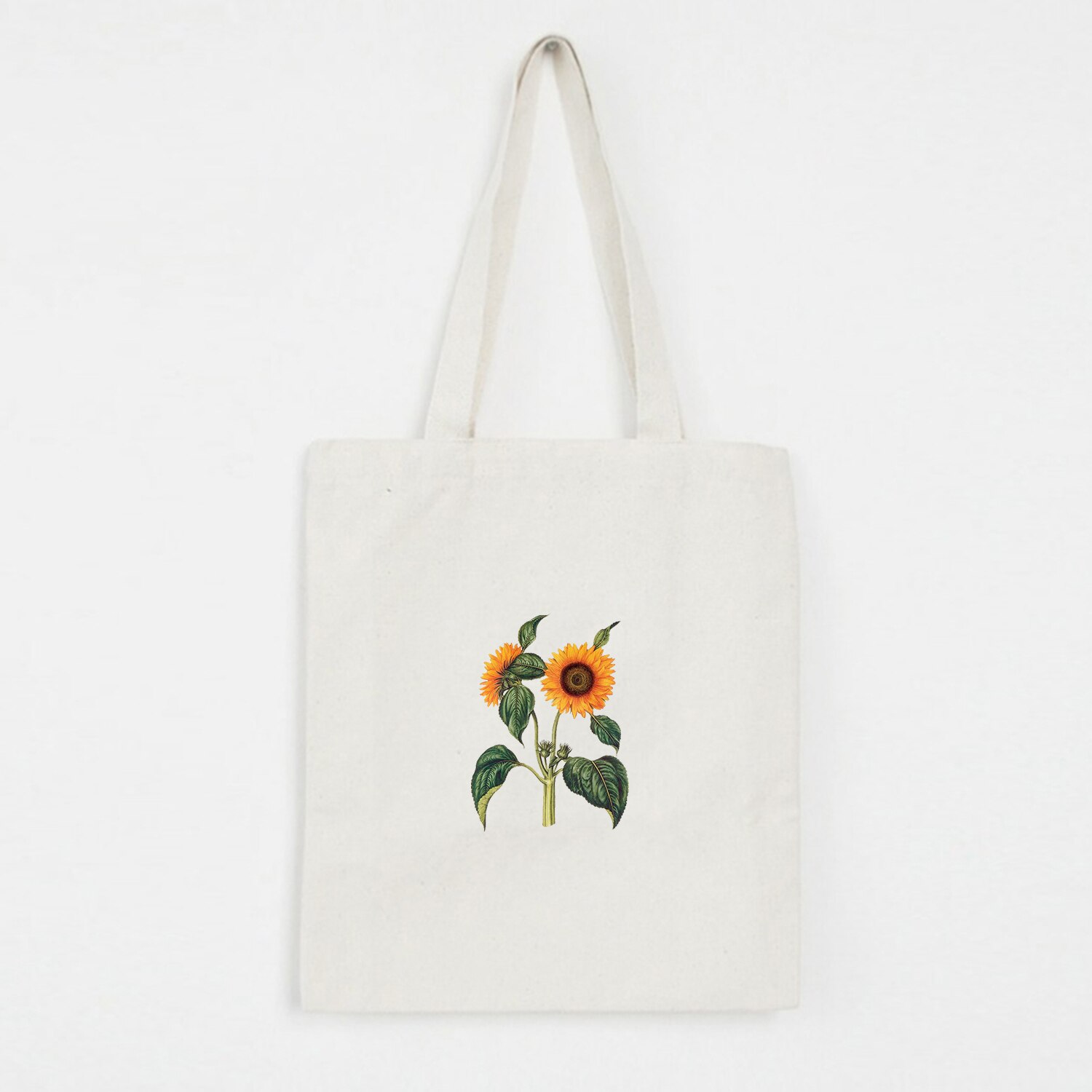 Women Canvas Shopping Bags Eco Reusable Sweet Ladies Vintage Literary Bags Women Beach Bags Sun Flower Printed Colorful: W120WHITE