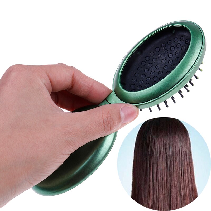 Cepillo de pelo portátil para niña, herramientas de peinado con espejo, 5 colores, bolsillo redondo, tamaño pequeño, peine plegable de viaje