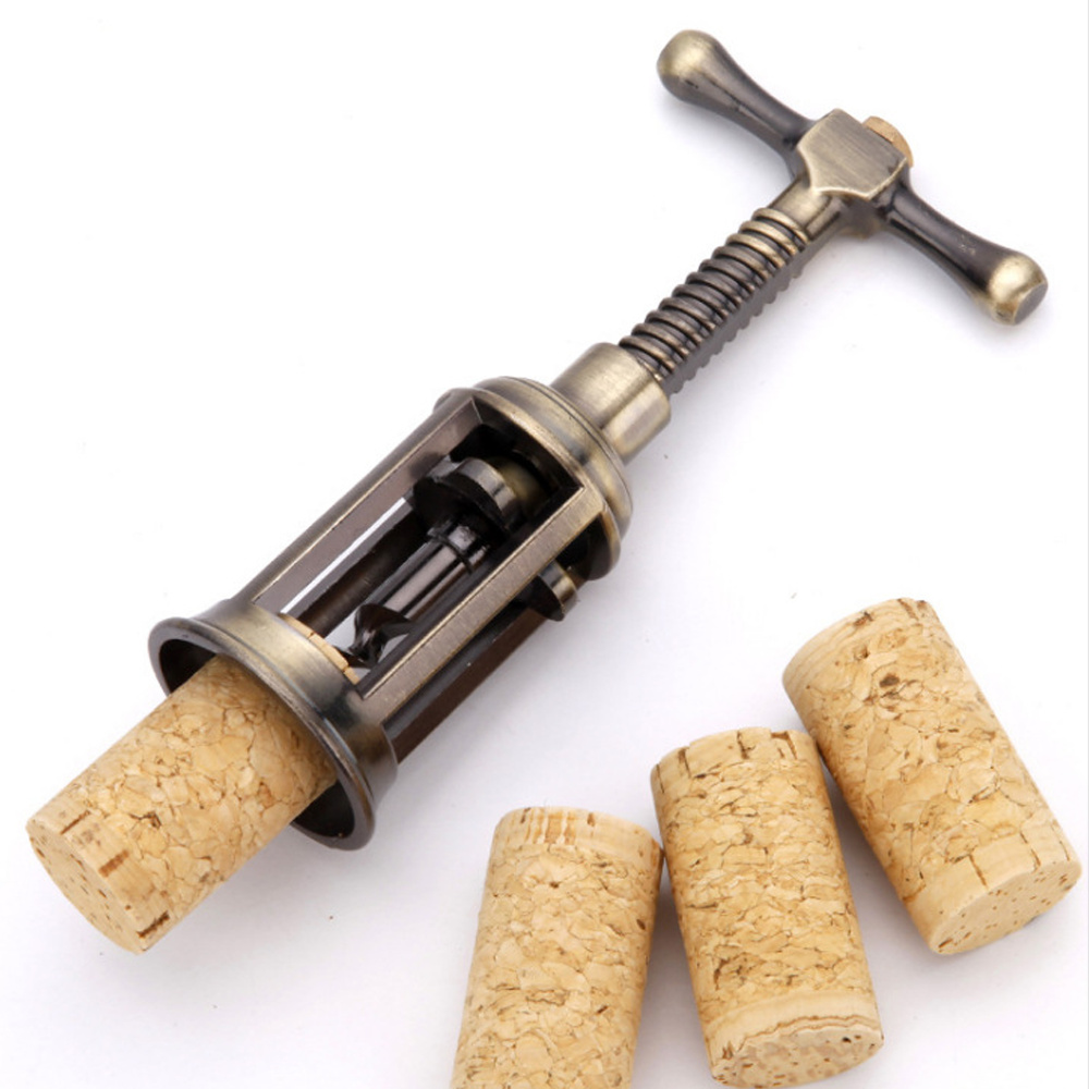 Klassieke Retro Zinklegering Wijn Flesopener Antiek Brons Corkscrew Cork Puller Remover Champagne Opener Kan Schroef Bar Gereedschap