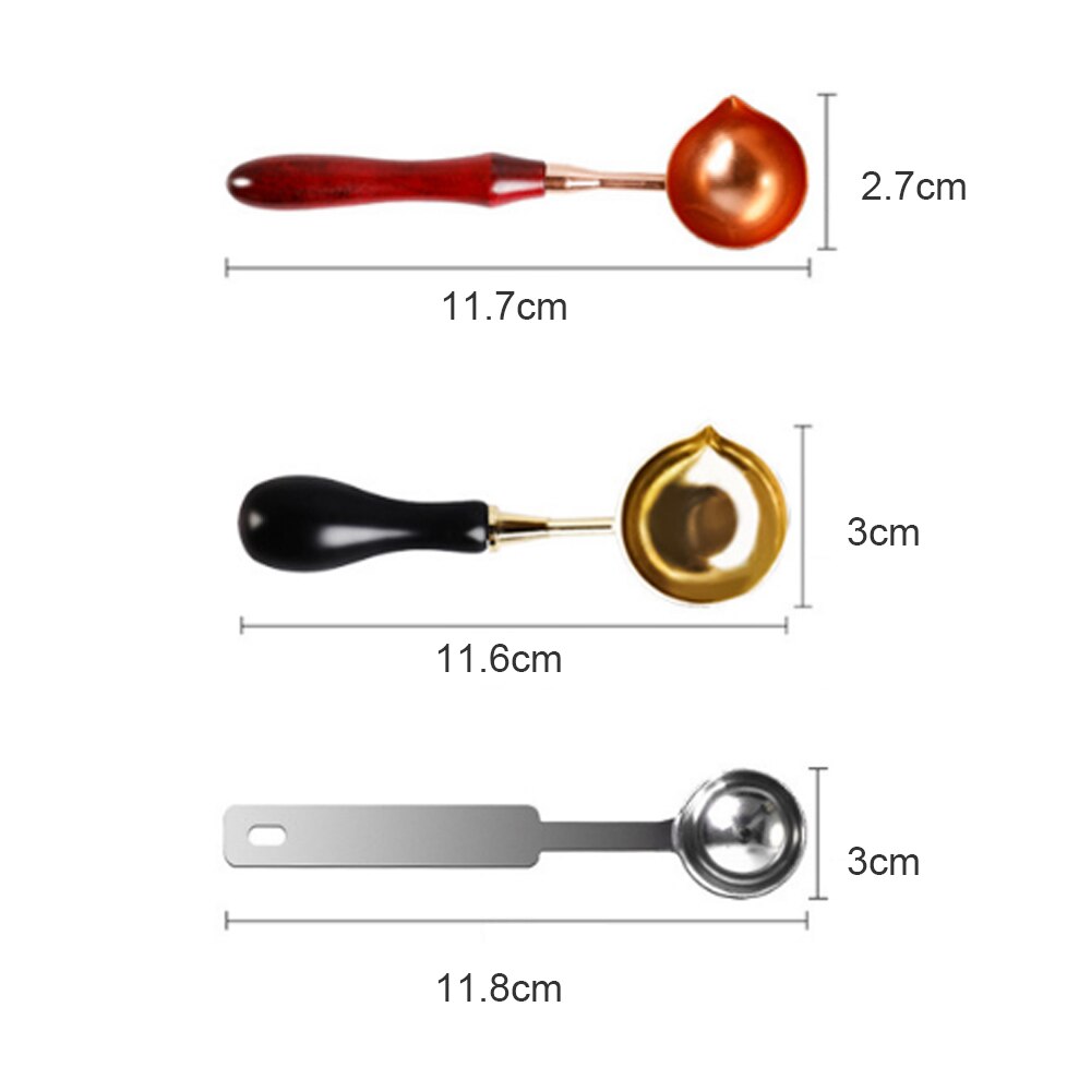 Wax seal Stamp Convenient Accessories Sealing Wax Furnace Stove Melting Spoon Retro Wooden Handle Spoon with Warmer Melting Pot
