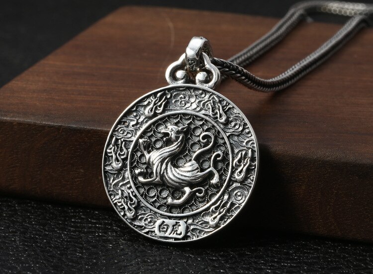 100% 925 silberne glückstier-anhänger, 925 sterling-tiger-drachen-anhänger, glücksbringer-anhänger
