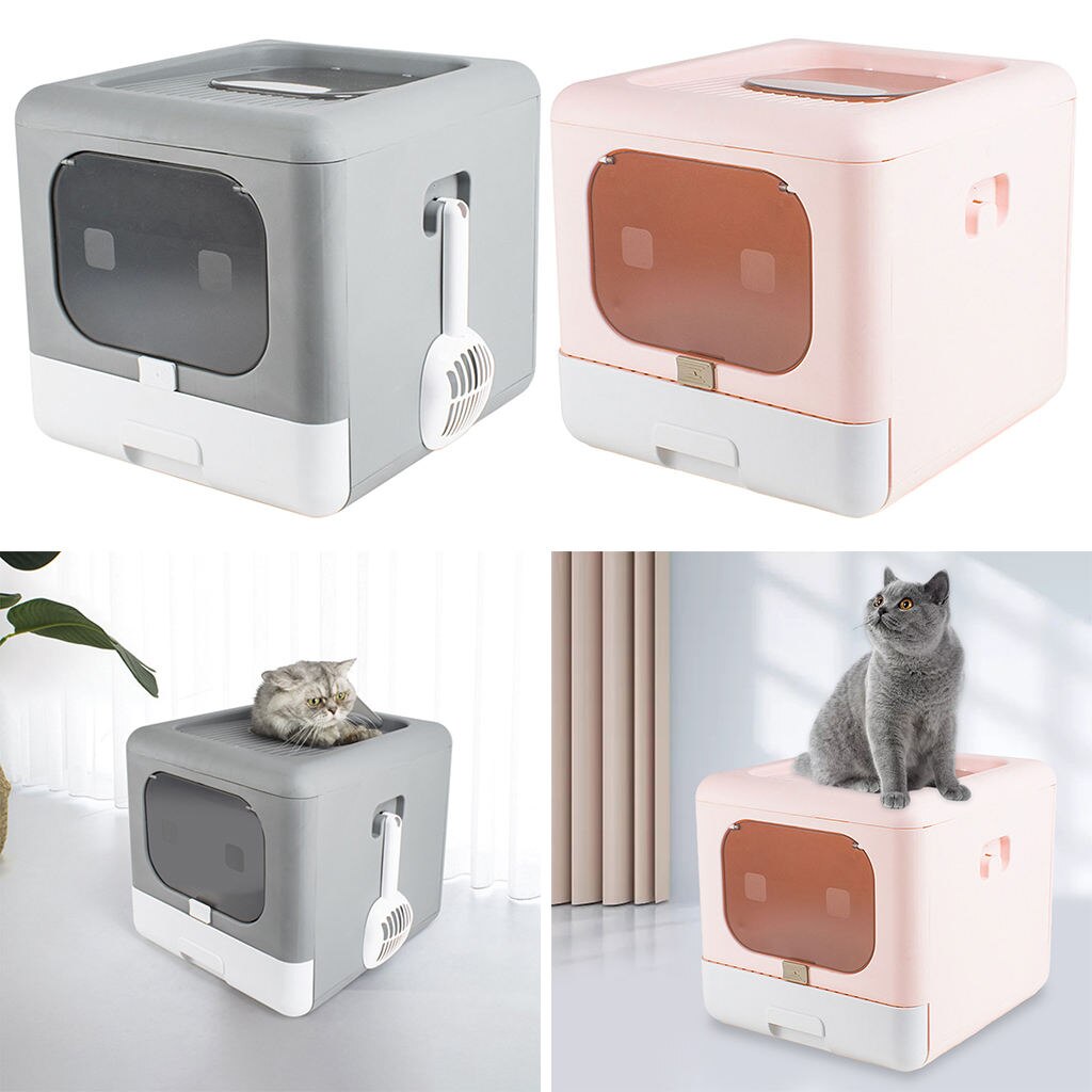 Premium Litter Box with Hood Closed Litter Box, Closed Litter Box for Kittens 2 Entrances, Cat Sandbox Container