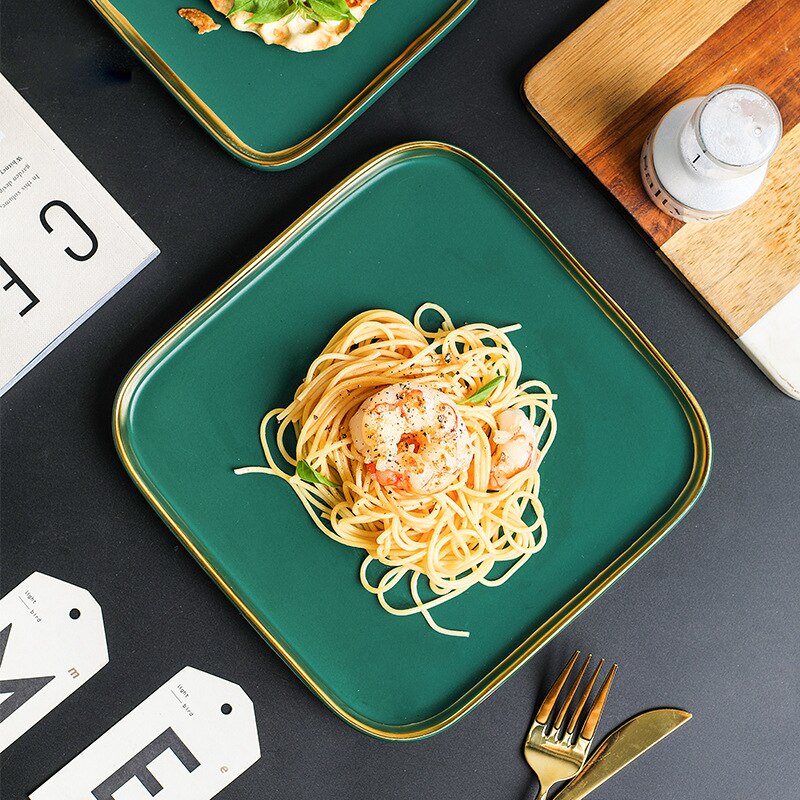 Servise keramisk middagstallerken sett tallerken 8/10 tommers porselen søt dessert tallerken servise firkantet phnom penh biff tallerken