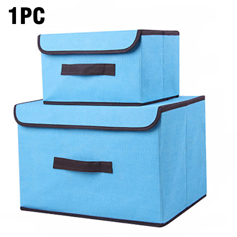 Non-woven suit large capacity storage box dustproof storage box Folding fabric imitation linen portable dustproof storage box: S / black