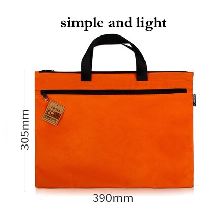 Deli 1pcs portable file bag A4 data storage bag zipper briefcase canvas multi layer business bag file bag: 5840 orange
