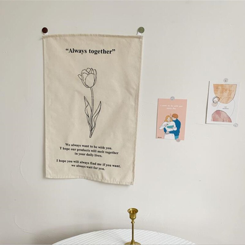 Tapiz nórdico con de flores para colgar en la pared de Ins, tela coreana para decoración de dormitorio, tapicería para dormitorio, tapicería para apartamento, bohemio D1