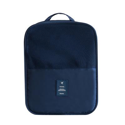 Sac à chaussures étanche en Nylon de couleur unie, sacs à chaussures, sacs de voyage, sac de rangement Portable à Double couche, sac de rangement sec et humide: Navy