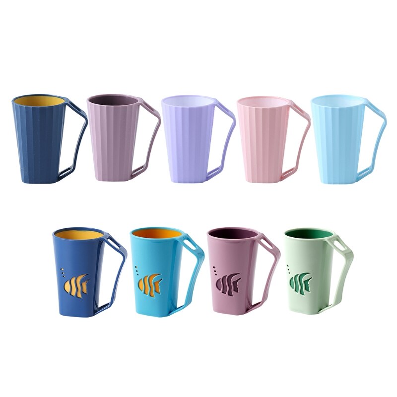 Modern Minimalist Couple Bathroom Tumbler Cup with Handle for Brushing Rinse Toothbrush Holder Household Washing Mug