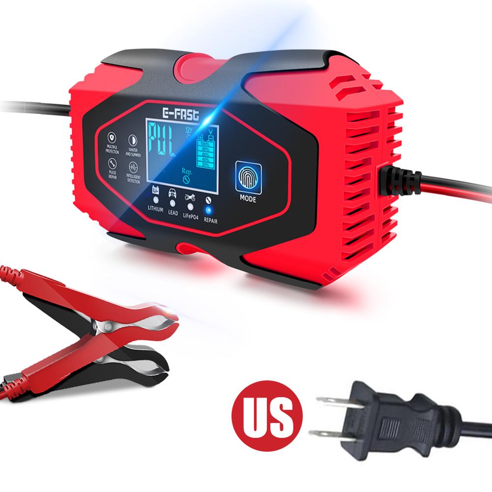 Car Battery Charger LCD Display 12V 6A 24V 3A Lead-acid Battery Lithium Battery Charger Motorcycle Battery Charging Charger: US