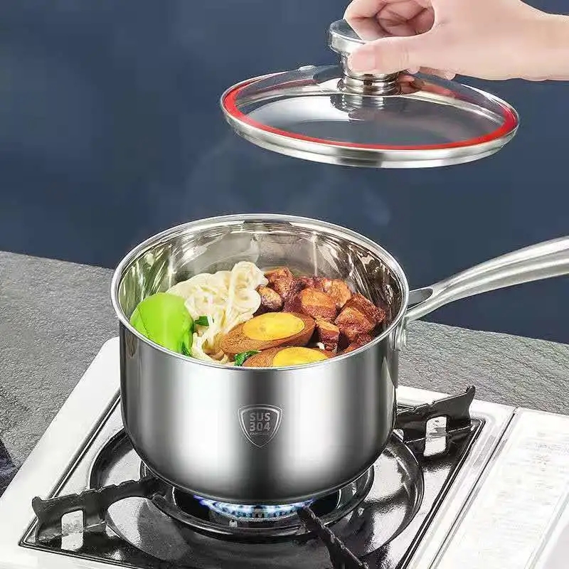Milk Pot Stainless Steel Food Supplement Pot Multifunctional Small Steamer Uncoated Milk Pot Kitchen Pan Pans Frying Set